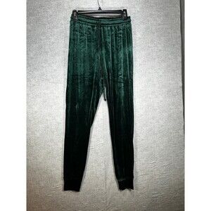 Unbranded Emerald Green Velour Joggers Size Small Drawstring Stretch